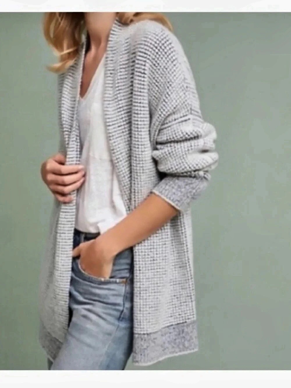 Anthropologie- Sleeping on Snow -Open Front Cardigan, Gray - Size M/L